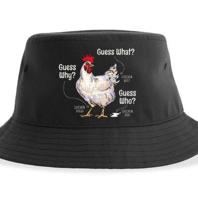 Guess What Chicken Butt Funny Cute Chickens Buffs Lover Sustainable Bucket Hat