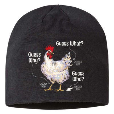 Guess What Chicken Butt Funny Cute Chickens Buffs Lover Sustainable Beanie