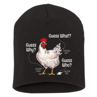 Guess What Chicken Butt Funny Cute Chickens Buffs Lover Short Acrylic Beanie