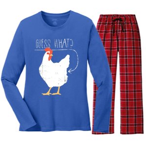 Guess What Chicken Butt Women's Long Sleeve Flannel Pajama Set 