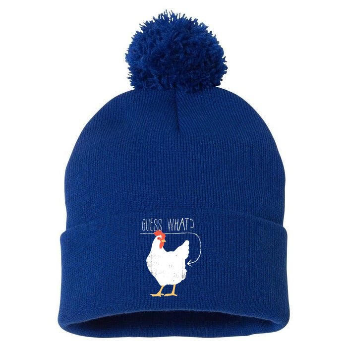 Guess What Chicken Butt Pom Pom 12in Knit Beanie