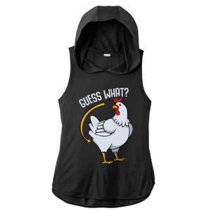 Guess What Chicken Butt Ladies PosiCharge Tri-Blend Wicking Draft Hoodie Tank