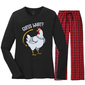 Guess What Chicken Butt Women's Long Sleeve Flannel Pajama Set 