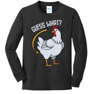 Guess What Chicken Butt Kids Long Sleeve Shirt