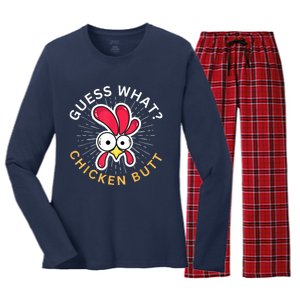 Guess What Chicken Butt Women's Long Sleeve Flannel Pajama Set 