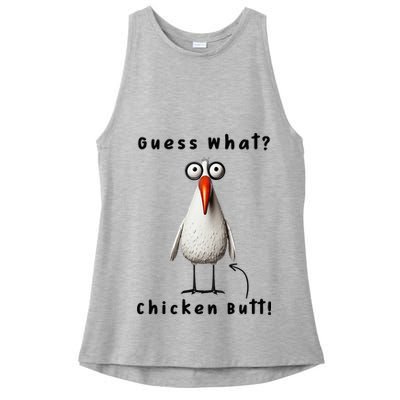 Guess What Chicken Butt Chicken Rooster Meme Funny Costume Ladies PosiCharge Tri-Blend Wicking Tank
