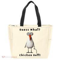 Guess What Chicken Butt Chicken Rooster Meme Funny Costume Zip Tote Bag