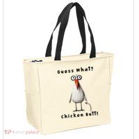 Guess What Chicken Butt Chicken Rooster Meme Funny Costume Zip Tote Bag