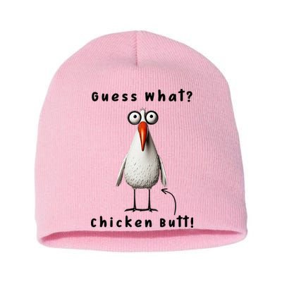 Guess What Chicken Butt Chicken Rooster Meme Funny Costume Short Acrylic Beanie