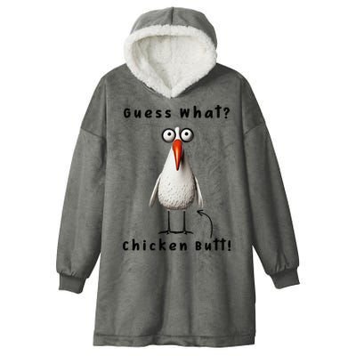 Guess What Chicken Butt Chicken Rooster Meme Funny Costume Hooded Wearable Blanket