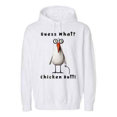 Guess What Chicken Butt Chicken Rooster Meme Funny Costume Garment-Dyed Fleece Hoodie