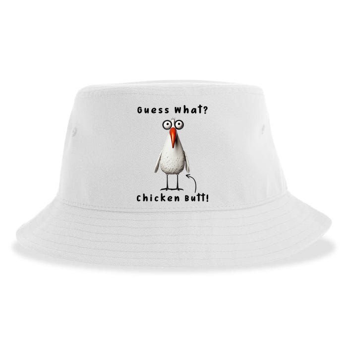 Guess What Chicken Butt Chicken Rooster Meme Funny Costume Sustainable Bucket Hat