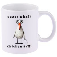 Guess What Chicken Butt Chicken Rooster Meme Funny Costume 11oz C Handle Ceramic Mug