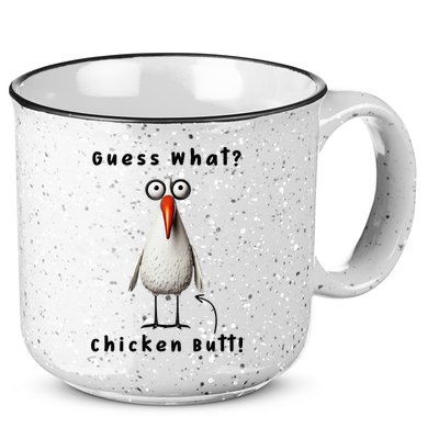 Guess What Chicken Butt Chicken Rooster Meme Funny Costume 15oz Campfire Ceramic Mug