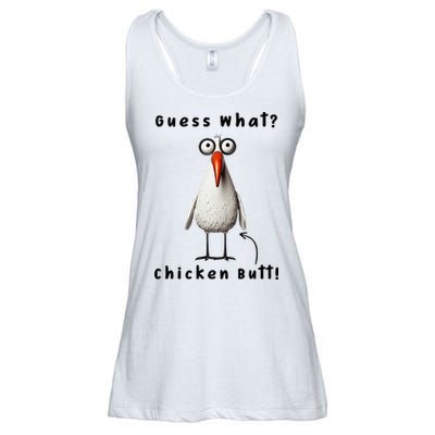Guess What Chicken Butt Chicken Rooster Meme Funny Costume Ladies Essential Flowy Tank