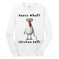 Guess What Chicken Butt Chicken Rooster Meme Funny Costume Tall Long Sleeve T-Shirt