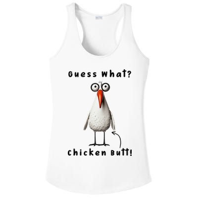 Guess What Chicken Butt Chicken Rooster Meme Funny Costume Ladies PosiCharge Competitor Racerback Tank