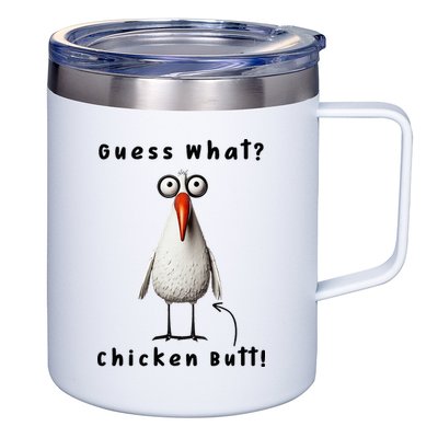 Guess What Chicken Butt Chicken Rooster Meme Funny Costume 12oz Stainless Steel Coffee Mug