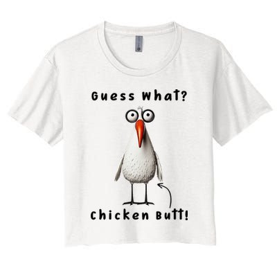 Guess What Chicken Butt Chicken Rooster Meme Funny Costume Crop Top