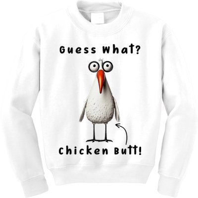 Guess What Chicken Butt Chicken Rooster Meme Funny Costume Kids Sweatshirt