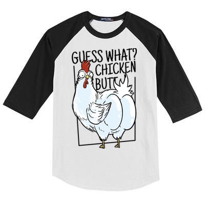Guess What Chicken Butt Funny Kids Colorblock Raglan Jersey