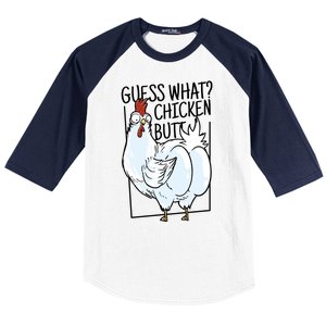 Guess What Chicken Butt Funny Baseball Sleeve Shirt