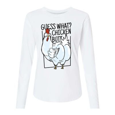 Guess What Chicken Butt Funny Womens Cotton Relaxed Long Sleeve T-Shirt