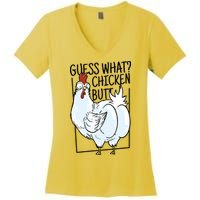 Guess What Chicken Butt Funny Women's V-Neck T-Shirt