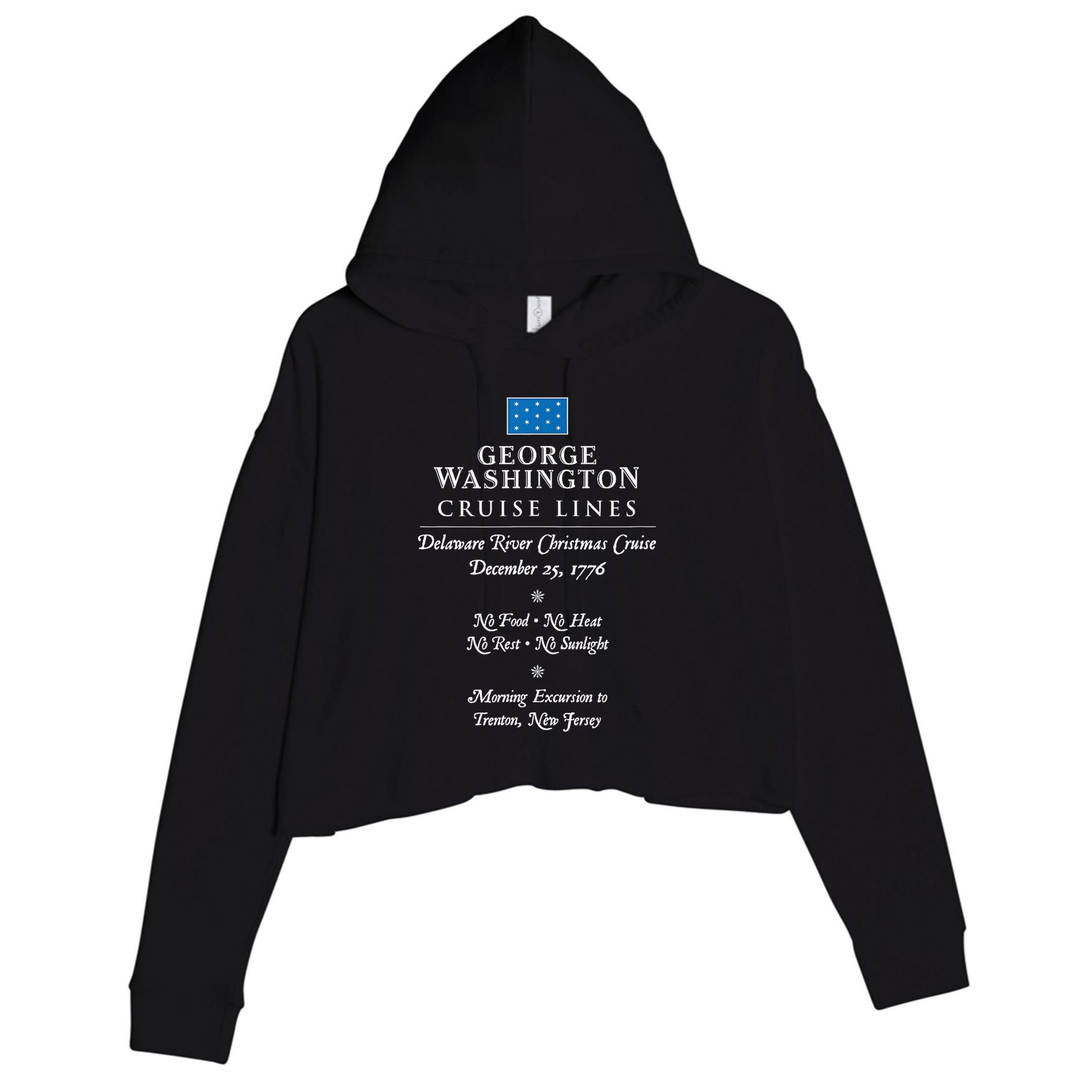 George Washington Crossing Delaware River 1776 Crop Fleece Hoodie