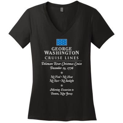George Washington Crossing Delaware River 1776 Women's V-Neck T-Shirt