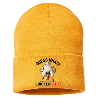 Guess What Chicken Butt Chicken Sustainable Knit Beanie