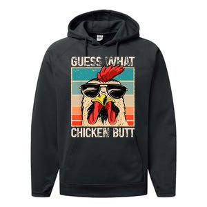 Guess What Chicken Butt | Funny Chicken Meme Performance Fleece Hoodie