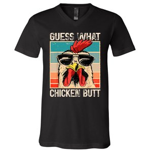 Guess What Chicken Butt | Funny Chicken Meme V-Neck T-Shirt