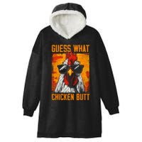Guess What Chicken Butt Funny Saying Rooster Hooded Wearable Blanket
