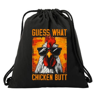 Guess What Chicken Butt Funny Saying Rooster Drawstring Bag