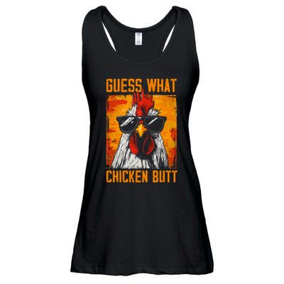 Guess What Chicken Butt Funny Saying Rooster Ladies Essential Flowy Tank