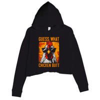 Guess What Chicken Butt Funny Saying Rooster Crop Fleece Hoodie