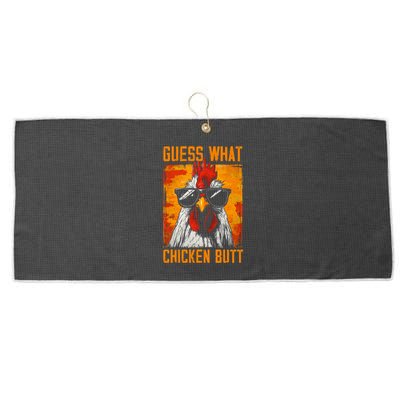 Guess What Chicken Butt Funny Saying Rooster Large Microfiber Waffle Golf Towel