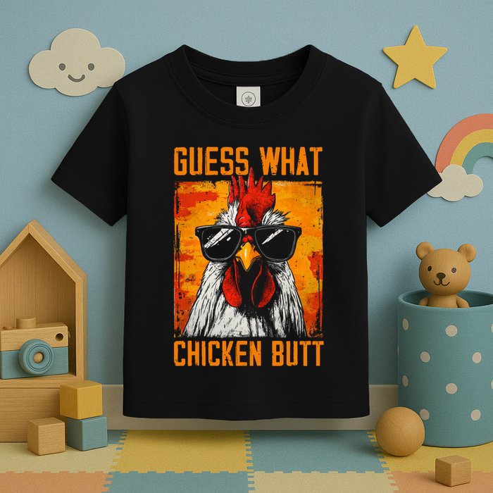 Guess What Chicken Butt Funny Saying Rooster Toddler T-Shirt