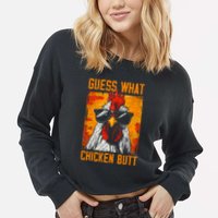 Guess What Chicken Butt Funny Saying Rooster Cropped Pullover Crew