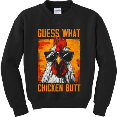 Guess What Chicken Butt Funny Saying Rooster Kids Sweatshirt