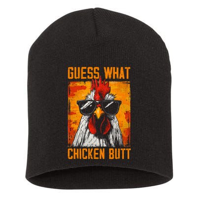 Guess What Chicken Butt Funny Saying Rooster Short Acrylic Beanie