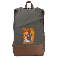 Guess What Chicken Butt Funny Saying Rooster Cotton Canvas Backpack