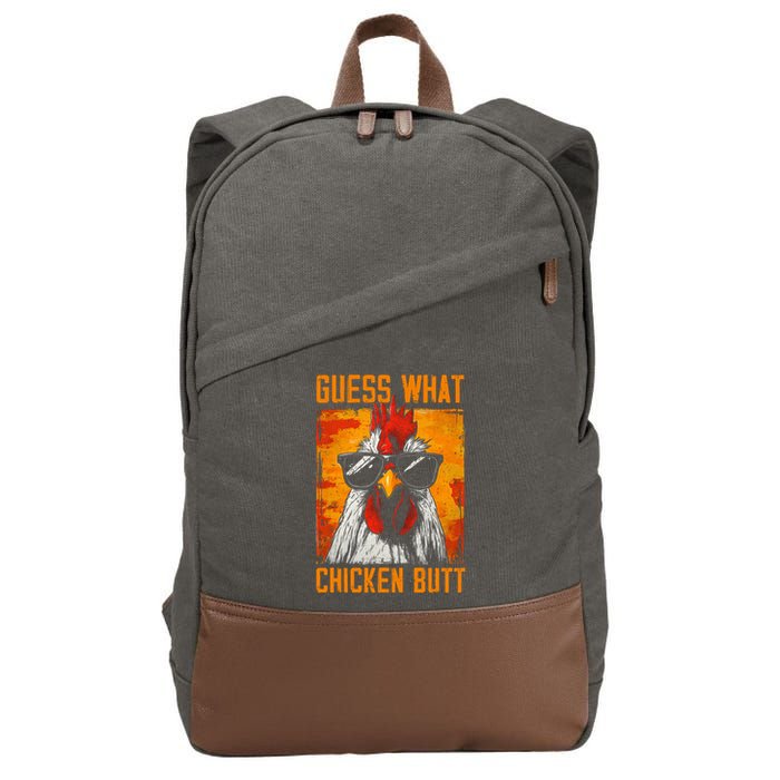 Guess What Chicken Butt Funny Saying Rooster Cotton Canvas Backpack