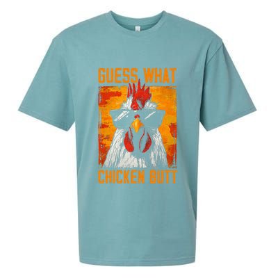 Guess What Chicken Butt Funny Saying Rooster Sueded Cloud Jersey T-Shirt
