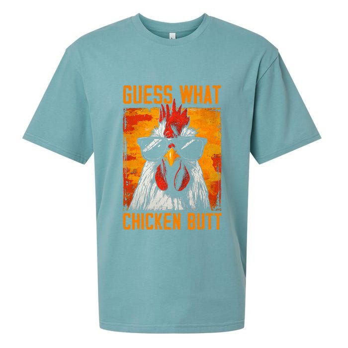 Guess What Chicken Butt Funny Saying Rooster Sueded Cloud Jersey T-Shirt