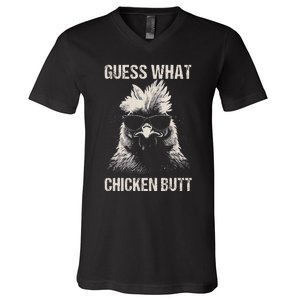 Guess What Chicken Butt Funny Chicken V-Neck T-Shirt