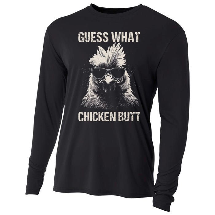 Guess What Chicken Butt Funny Chicken Cooling Performance Long Sleeve Crew