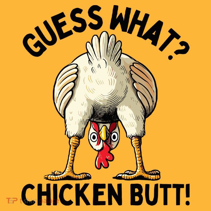 Guess What Chicken Butt! Pom Pom 12in Knit Beanie