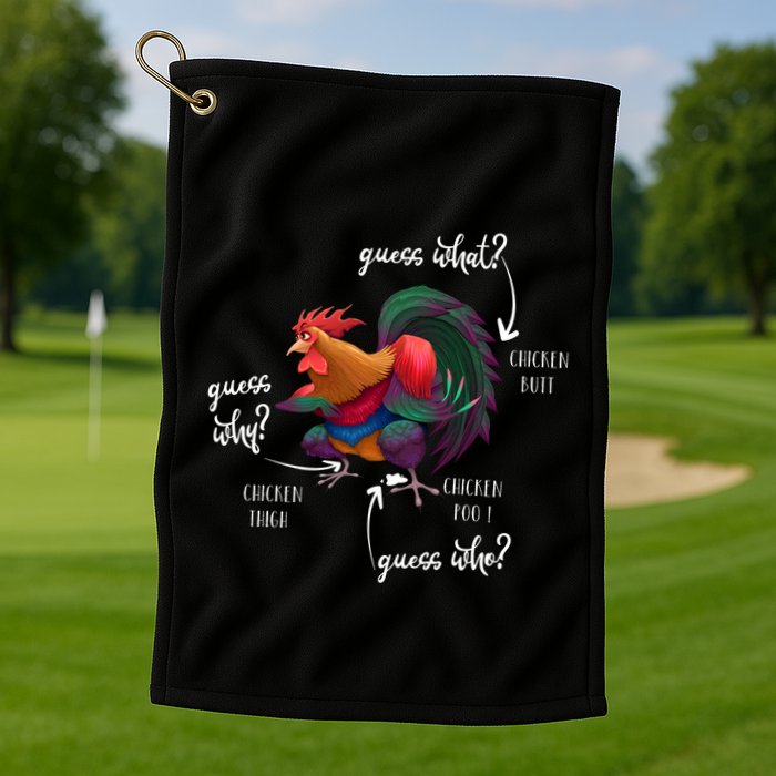 Guess What Chicken Butt Guess Why Chicke Thigh Guess Who Poo Gift Golf Towel